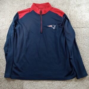 New England Patriots Shirt Mens XL Blue 1/4 Zip NFL Performance Pullover Antigua
